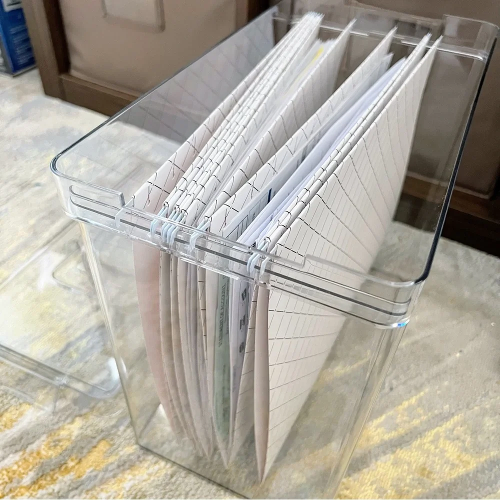 Clear Letter Hanging File Folder Storage Case with Latching Lid & Handle